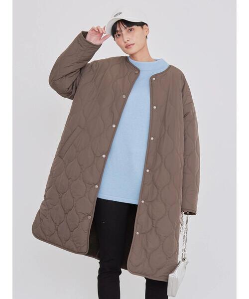 AMERICAN HOLIC(アメリカンホリック)の「あったかリバーシブルキルティングコート(ノーカラーコート・レディース・ブラック/アイボリー/モカ・M/L)」の6枚目の写真