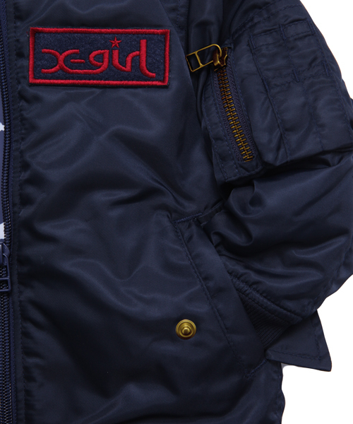 X-girl Stages（エックスガールステージス）の「【VERY11月号掲載】MA-1 JACKET(4T～7T)（ダウンジャケット/コート・キッズ・オリーブ/ネイビー・4T/5T/6T/7T）」の3枚目の写真