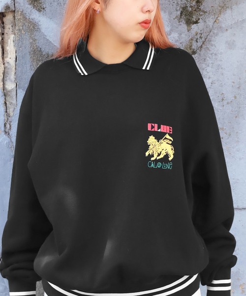 CAL O LINE(キャルオーライン)の「CAL O LINE/キャルオーライン POLO CREW SWEAT ロゴスウェット(スウェット・メンズ・ブラック/レッド・XL/L/M)」の4枚目の写真