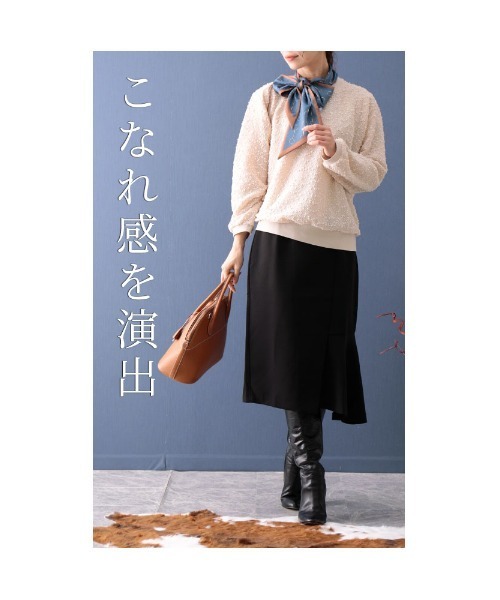 Sawa a la mode（サワアラモード）の「ニュアンス感が雰囲気映えする主役級ネップヤーンニット（ニット/セーター・レディース・ブラック/オフホワイト・FREE）」の11枚目の写真