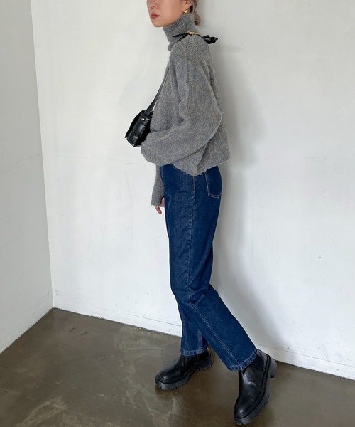 feepur(フェピュール)の「【ハンドウォッシャブル】起毛MIXハイネッククロップドニット(ニット/セーター・レディース・ブラウン/レッド/ベージュ/ブルー・MEDIUM)」の18枚目の写真
