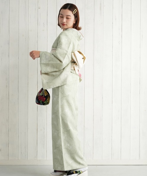 utatane（ウタタネ）の「洗える着物 ペールグリーンに花（着物）」 - WEAR