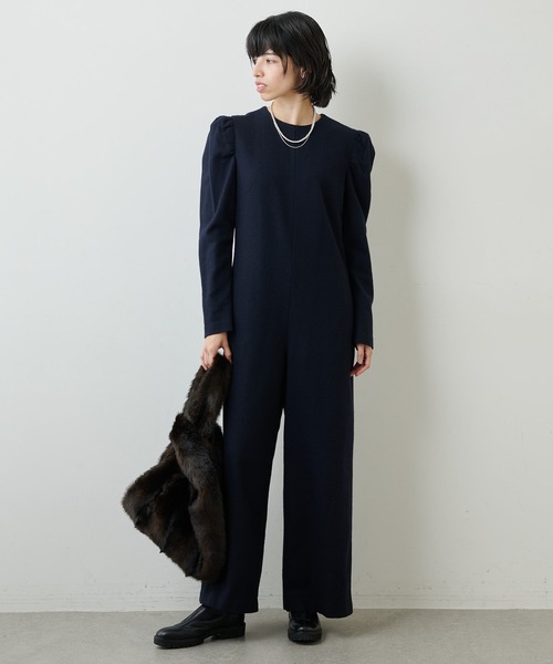 Whim Gazette(ウィムガゼット)の「パフスリーブジャンプスーツ(つなぎ/オールインワン・レディース・グレー/ネイビー・FREE)」の3枚目の写真