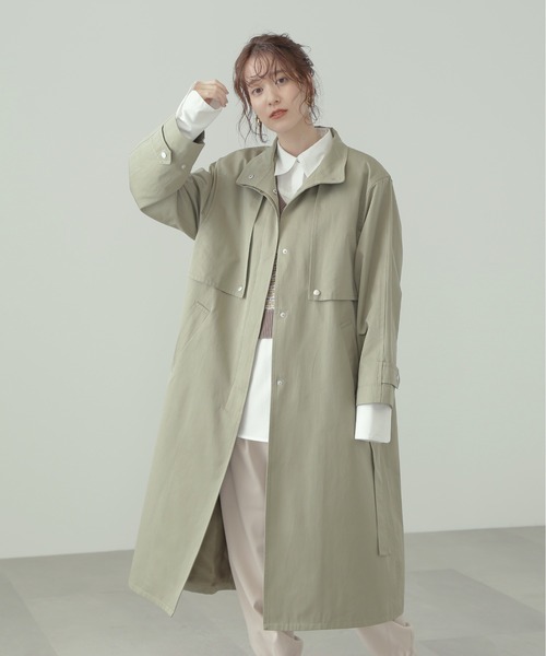 N.（N. Natural Beauty Basic）（エヌエヌナチュラルビューティーベーシック）の「◆スタンドカラーオーバーヨークコート（モッズコート・レディース・ブラック/カーキ・MEDIUM）」の7枚目の写真