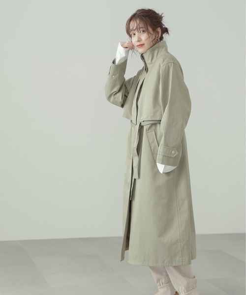 N.（N. Natural Beauty Basic）（エヌエヌナチュラルビューティーベーシック）の「◆スタンドカラーオーバーヨークコート（モッズコート・レディース・ブラック/カーキ・MEDIUM）」の11枚目の写真