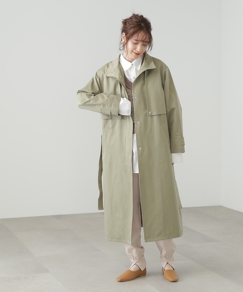 N.（N. Natural Beauty Basic）（エヌエヌナチュラルビューティーベーシック）の「◆スタンドカラーオーバーヨークコート（モッズコート・レディース・ブラック/カーキ・MEDIUM）」の6枚目の写真