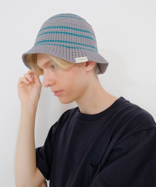 FRUIT OF THE LOOM（フルーツオブザルーム）の「LINE KNIT BUCKET HAT / バケット / ハット / ライン / ニット / カジュアル  / ユニセックス / ロゴ（ハット・メンズ・アイボリー/ブラウン/グレー/ベージュ/ブラック・FREE）」の21枚目の写真