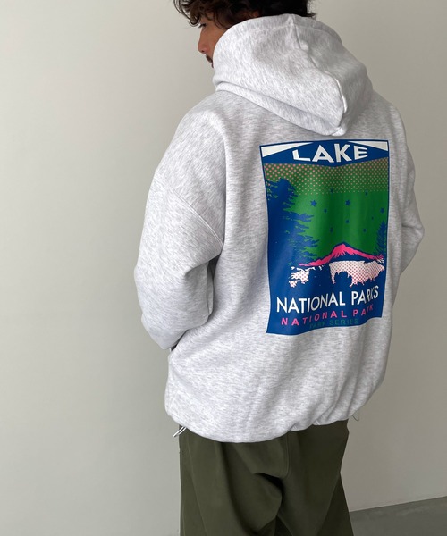 CANAL JEAN(キャナルジーン)の「El mar(エルマール) "national park"裏起毛パーカープルオーバー(パーカー・レディース・ライトグレー/ブラック・ONE SIZE)」の18枚目の写真