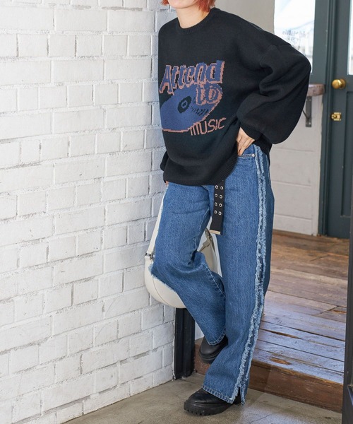 PBLIM（ページボーイリム）の「PAGEBOYLIM/RecordJQニット（ニット/セーター・レディース・ブラック/グレー・FREE）」の21枚目の写真