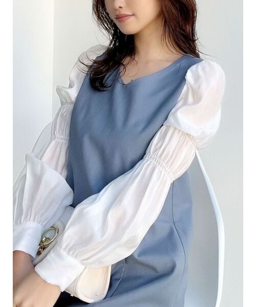 RESEXXY（リゼクシー）の「ドッキングミニワンピース（ワンピース・レディース・ブルー/ブラック/ベージュ・FREE）」の3枚目の写真