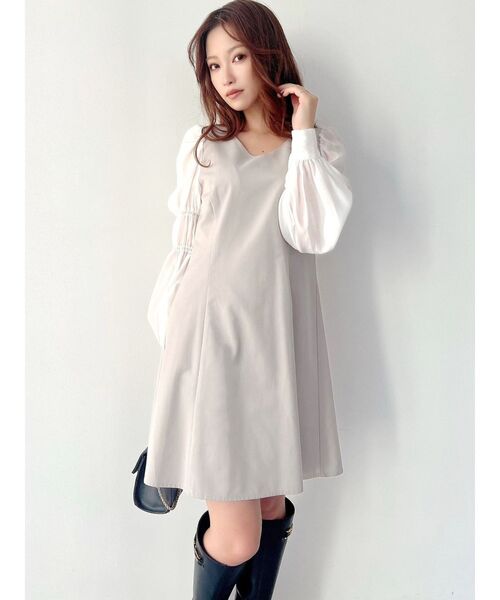 RESEXXY（リゼクシー）の「ドッキングミニワンピース（ワンピース・レディース・ブルー/ブラック/ベージュ・FREE）」の4枚目の写真