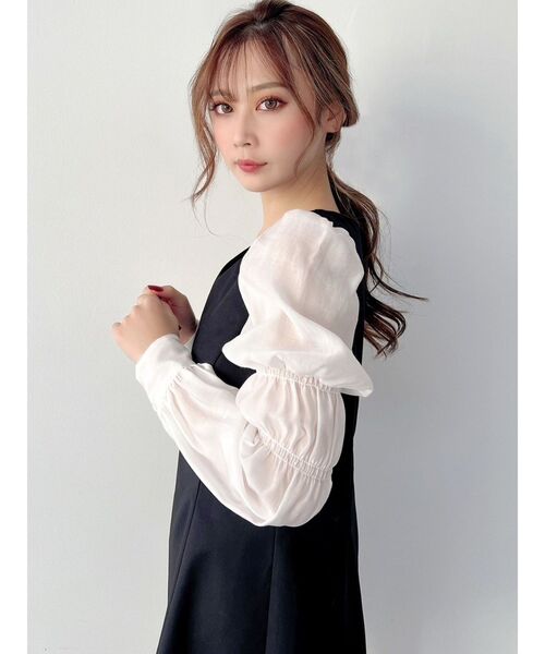 RESEXXY（リゼクシー）の「ドッキングミニワンピース（ワンピース・レディース・ブルー/ブラック/ベージュ・FREE）」の5枚目の写真