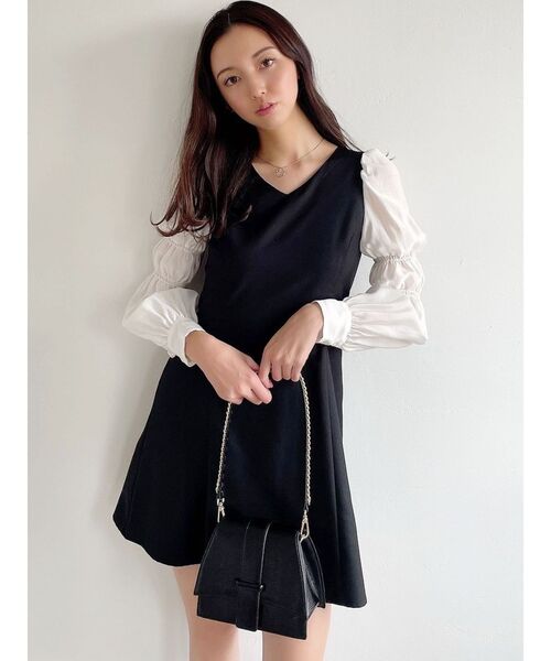 RESEXXY（リゼクシー）の「ドッキングミニワンピース（ワンピース・レディース・ブルー/ブラック/ベージュ・FREE）」の6枚目の写真