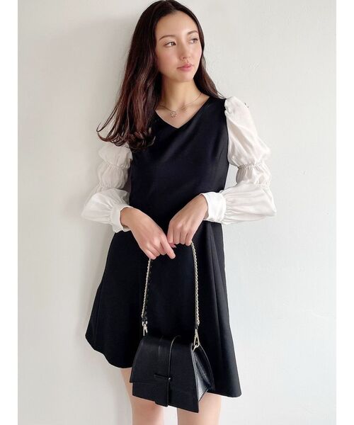 RESEXXY（リゼクシー）の「ドッキングミニワンピース（ワンピース・レディース・ブルー/ブラック/ベージュ・FREE）」の7枚目の写真