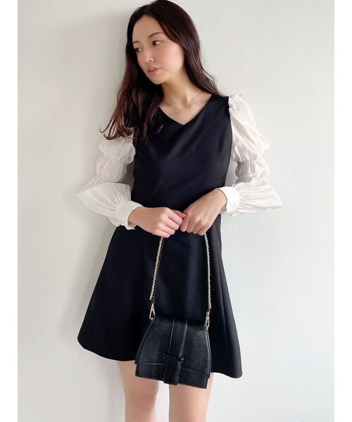 RESEXXY（リゼクシー）の「ドッキングミニワンピース（ワンピース・レディース・ブルー/ブラック/ベージュ・FREE）」の8枚目の写真