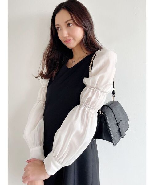 RESEXXY（リゼクシー）の「ドッキングミニワンピース（ワンピース・レディース・ブルー/ブラック/ベージュ・FREE）」の9枚目の写真