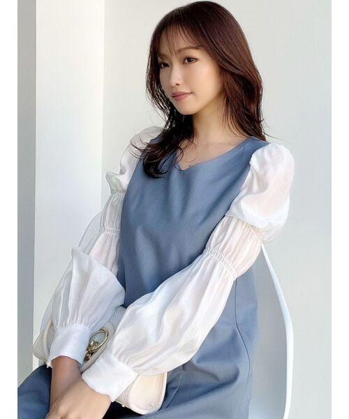 RESEXXY（リゼクシー）の「ドッキングミニワンピース（ワンピース・レディース・ブルー/ブラック/ベージュ・FREE）」の11枚目の写真