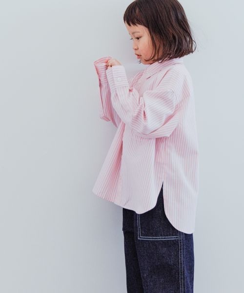 LOWRYS FARM(ローリーズファーム)の「イージーケアストライプシャツ 173734(シャツ/ブラウス・キッズ・ピンク/オレンジ/ブルー・110cm/120cm/130cm/140cm/150cm)」の2枚目の写真