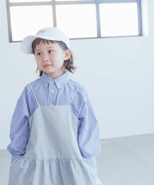 LOWRYS FARM(ローリーズファーム)の「イージーケアストライプシャツ 173734(シャツ/ブラウス・キッズ・ピンク/オレンジ/ブルー・110cm/120cm/130cm/140cm/150cm)」の1枚目の写真