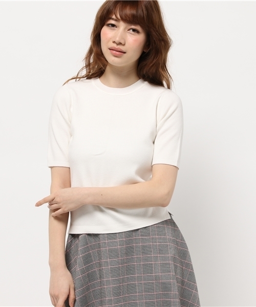 OUTLET（アウトレット）の「【who's who Chico】Ry/Ny5分袖プルオーバー（ニット/セーター・レディース・ブラック/グレー/ホワイト・FREE）」の2枚目の写真