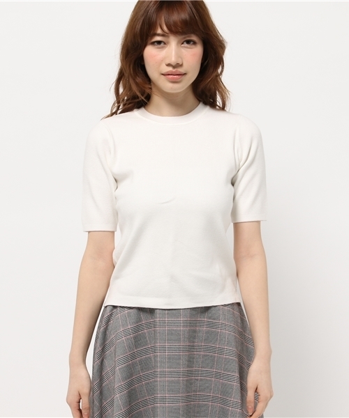 OUTLET（アウトレット）の「【who's who Chico】Ry/Ny5分袖プルオーバー（ニット/セーター・レディース・ブラック/グレー/ホワイト・FREE）」の4枚目の写真