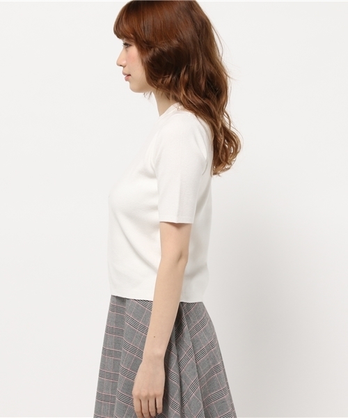 OUTLET（アウトレット）の「【who's who Chico】Ry/Ny5分袖プルオーバー（ニット/セーター・レディース・ブラック/グレー/ホワイト・FREE）」の5枚目の写真