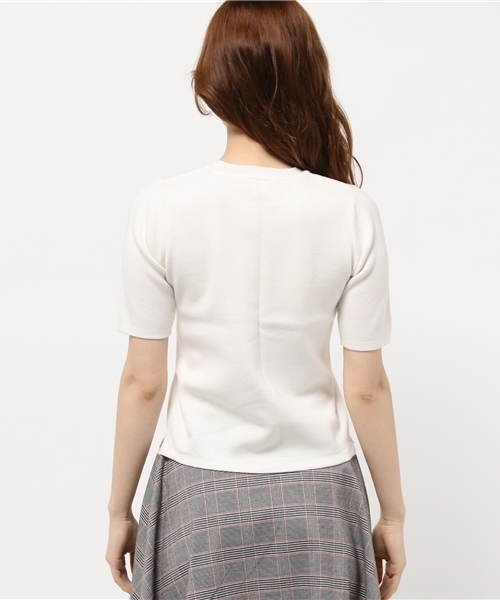 OUTLET（アウトレット）の「【who's who Chico】Ry/Ny5分袖プルオーバー（ニット/セーター・レディース・ブラック/グレー/ホワイト・FREE）」の6枚目の写真