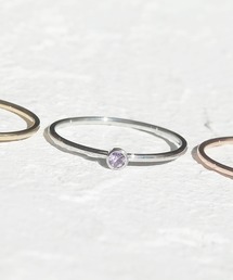 【誕生石シリーズ】金属アレルギー対応 1粒ジルコニアステンレスシンプルリング