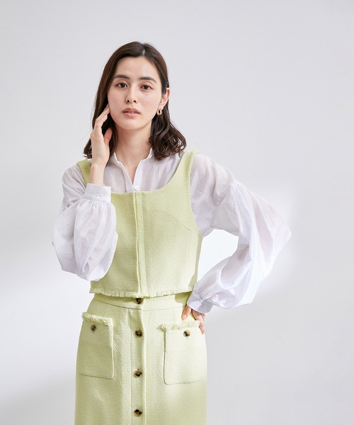 【セール】ミックスツイードビスチェ風ベスト/セットアップ対応（ベスト）｜ROPE'（ロペ）