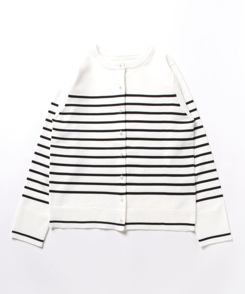 Doux archives（ドゥアルシーヴ）の「パール釦ニットカーディガン（カーディガン/ボレロ・レディース・ネイビー/コーラルピンク/ホワイト×ブラック・FREE）」の7枚目の写真