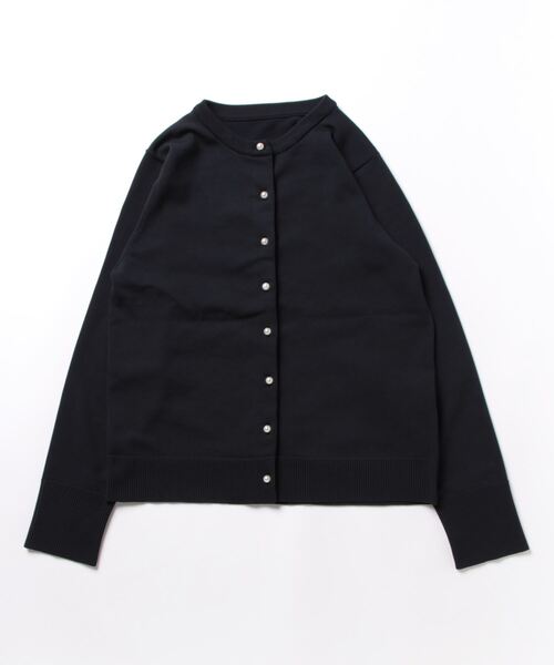 Doux archives（ドゥアルシーヴ）の「パール釦ニットカーディガン（カーディガン/ボレロ・レディース・ネイビー/コーラルピンク/ホワイト×ブラック・FREE）」の6枚目の写真