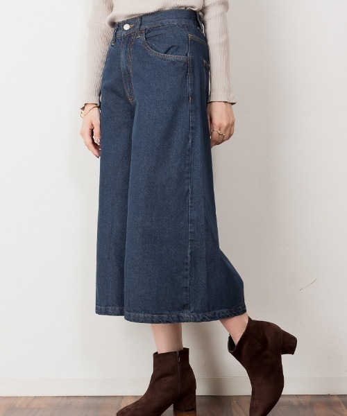 atONE（アットワン）の「atONE ミモレ丈ワイドパンツ（デニムパンツ・レディース・ワンウォッシュ/サックスブルー/ネイビー・M/LL/L/3L/4L）」の9枚目の写真