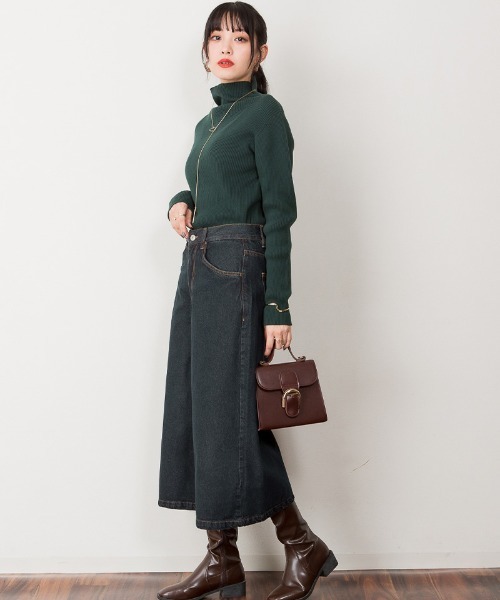atONE（アットワン）の「atONE ミモレ丈ワイドパンツ（デニムパンツ・レディース・ワンウォッシュ/サックスブルー/ネイビー・M/LL/L/3L/4L）」の7枚目の写真