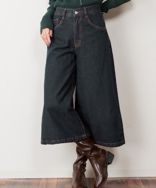 atONE（アットワン）の「atONE ミモレ丈ワイドパンツ（デニムパンツ・レディース・ワンウォッシュ/サックスブルー/ネイビー・M/LL/L/3L/4L）」の22枚目の写真