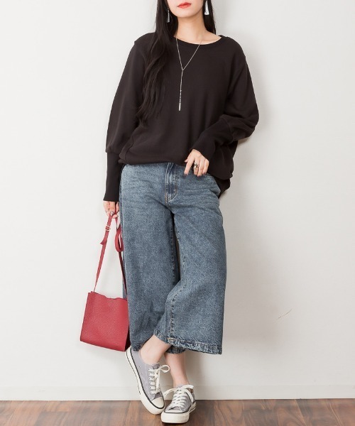 atONE（アットワン）の「atONE ミモレ丈ワイドパンツ（デニムパンツ・レディース・ワンウォッシュ/サックスブルー/ネイビー・M/LL/L/3L/4L）」の17枚目の写真