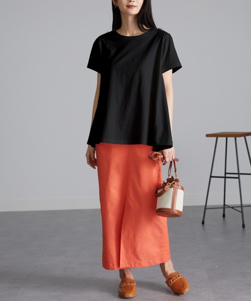RANAN(ラナン)の「〈Beautiful Cotton 綿100%〉UVカット/接触冷感 フレアーシルエットTシャツ(Tシャツ/カットソー・レディース・オレンジ系その他/ネイビー/ブラック/オフホワイト/ライトグレー/その他/イエロー/ダークブルー・M/L/LL)」の17枚目の写真