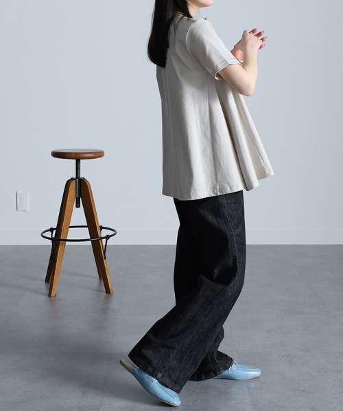 RANAN(ラナン)の「〈Beautiful Cotton 綿100%〉UVカット/接触冷感 フレアーシルエットTシャツ(Tシャツ/カットソー・レディース・オレンジ系その他/ネイビー/ブラック/オフホワイト/ライトグレー/その他/イエロー/ダークブルー・M/L/LL)」の19枚目の写真