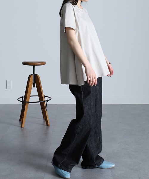 RANAN(ラナン)の「〈Beautiful Cotton 綿100%〉UVカット/接触冷感 フレアーシルエットTシャツ(Tシャツ/カットソー・レディース・オレンジ系その他/ネイビー/ブラック/オフホワイト/ライトグレー/その他/イエロー/ダークブルー・M/L/LL)」の20枚目の写真