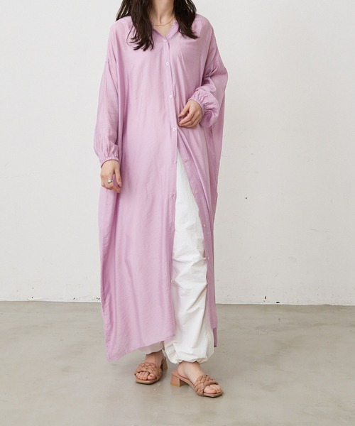Shelly island(シェリーアイランド)の「2WAYシアーロングシャツワンピース(シャツワンピース・レディース・ホワイト/パープル/ブルー・M)」の16枚目の写真