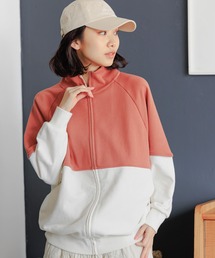 カラーブロッキングZIPカーディガン