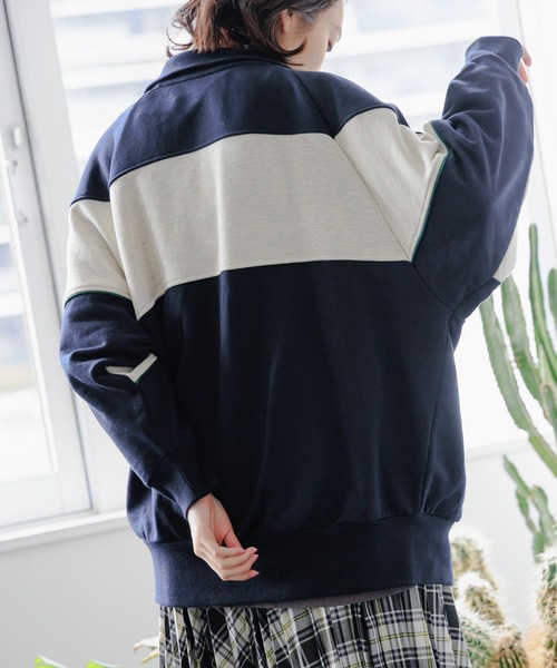 niko and...（ニコアンド）の「カラーブロッキングZIPカーディガン（カーディガン/ボレロ・レディース・ナチュラル/ネイビー/オレンジ・FREE）」の7枚目の写真