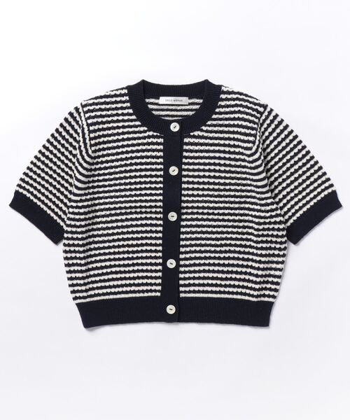 CHILD WOMAN(チャイルドウーマン)の「GAUSSすかしボーダー ショートクルーカーディガン(カーディガン/ボレロ・レディース・レッド/ネイビー・FREE)」の13枚目の写真