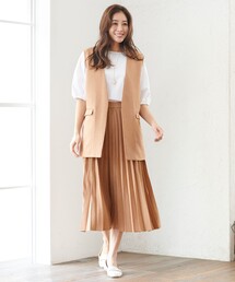 【ウエストゴム】リネンライクエアーヴィンテージ プリーツスカート
