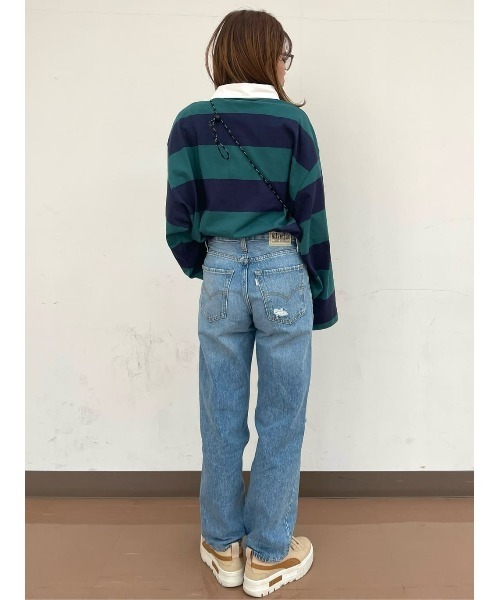 BEVERLY HILLS POLO CLUB(ビバリーヒルズポロクラブ)の「【BEVERLY HILLS POLO CLUB】ボーダーラガーロンT(Tシャツ/カットソー・レディース・グリーン/オフホワイト・フリー)」の22枚目の写真