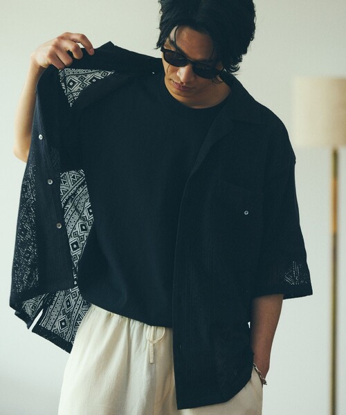 FREAK'S STORE ブラックレース半袖トップス FREAK'S STORE（フリークスストア）の「FREAK'S STORE