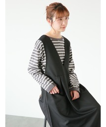 Samansa Mos2 blue | ボーダーカットカーディガン(Tシャツ/カットソー)