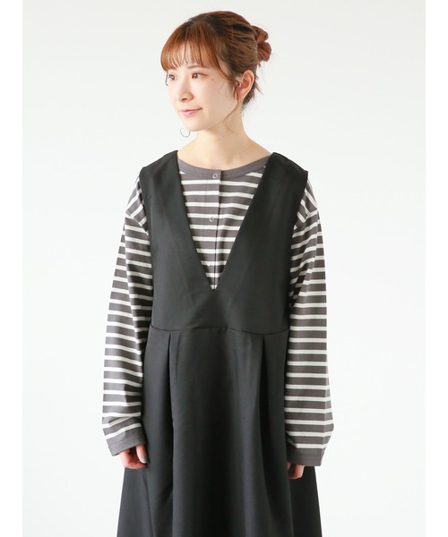 Samansa Mos2 blue(サマンサモスモスブルー)の「◎ボーダーカットカーディガン(Tシャツ/カットソー・レディース・ブルー/オフホワイト/チャコールグレー・フリ-)」の7枚目の写真