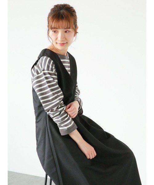 Samansa Mos2 blue(サマンサモスモスブルー)の「◎ボーダーカットカーディガン(Tシャツ/カットソー・レディース・ブルー/オフホワイト/チャコールグレー・フリ-)」の8枚目の写真