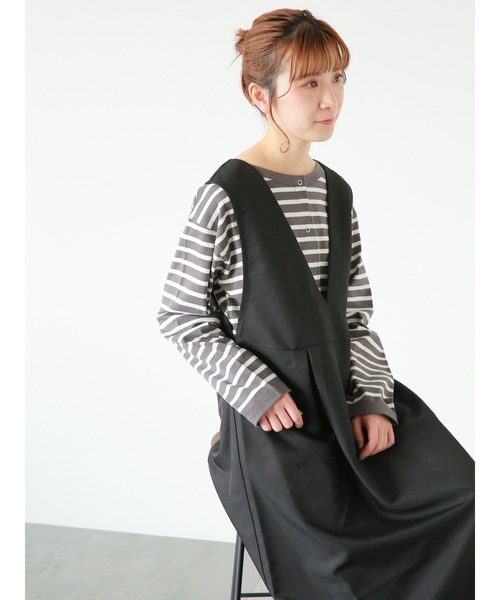 Samansa Mos2 blue(サマンサモスモスブルー)の「◎ボーダーカットカーディガン(Tシャツ/カットソー・レディース・ブルー/オフホワイト/チャコールグレー・フリ-)」の10枚目の写真