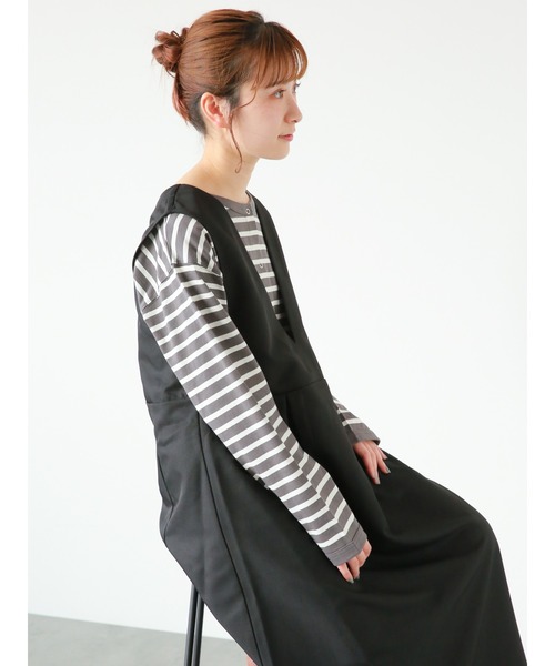 Samansa Mos2 blue(サマンサモスモスブルー)の「◎ボーダーカットカーディガン(Tシャツ/カットソー・レディース・ブルー/オフホワイト/チャコールグレー・フリ-)」の11枚目の写真
